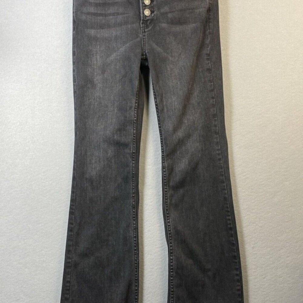 We The Free Jeans Women 27 Button Fly Mid Rise Flare Leg Y2K Gray Stretchy Denim